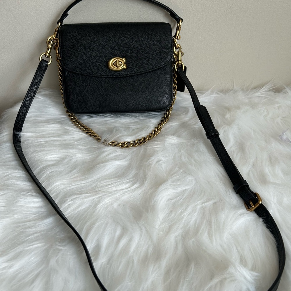 Coach Cassie 19 Black Pebbled‎ Leather Shoulder Bag Excellent - Picture 2 of 10